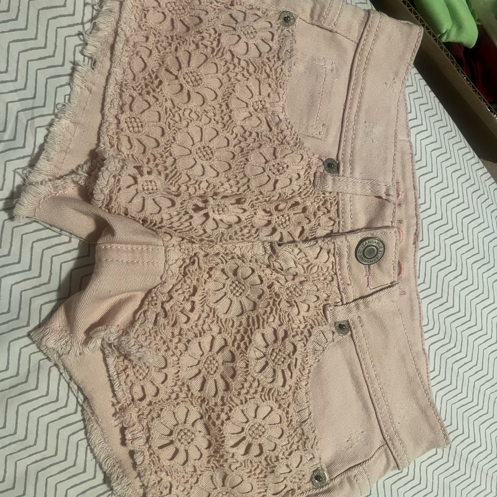 Rue21 Pink High Waist Lace Shorts